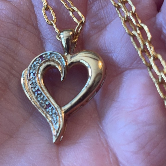 Vintage Heart Pendant marked 925 w/Chain Necklace & Box - diamonds & rubies?? - Picture 16 of 16